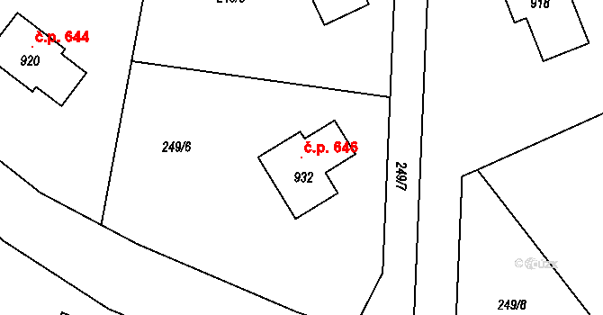 Příchovice 646, Kořenov na parcele st. 932 v KÚ Příchovice u Kořenova, Katastrální mapa