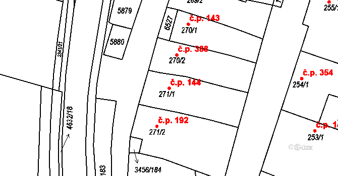 Hrušovany nad Jevišovkou 144 na parcele st. 271/1 v KÚ Hrušovany nad Jevišovkou, Katastrální mapa