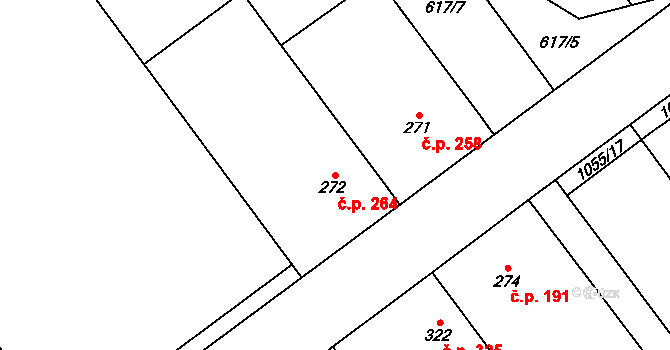 Kokory 264 na parcele st. 272 v KÚ Kokory, Katastrální mapa