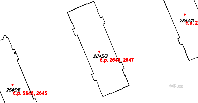 Přerov I-Město 2647,2648, Přerov na parcele st. 2645/3 v KÚ Přerov, Katastrální mapa