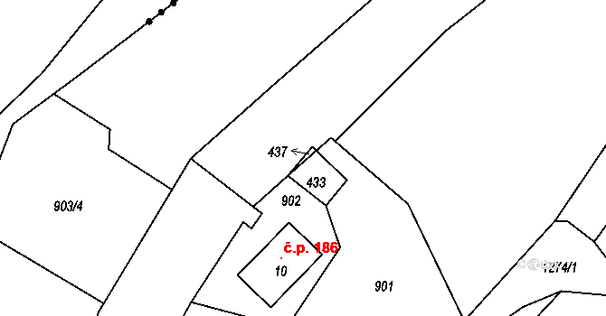 Pulečný 120507595 na parcele st. 437 v KÚ Pulečný, Katastrální mapa