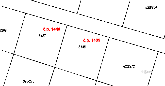 Horka-Domky 1439, Třebíč na parcele st. 8138 v KÚ Třebíč, Katastrální mapa