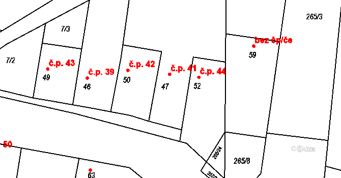 Kokovice 41, Klobuky na parcele st. 47 v KÚ Kokovice, Katastrální mapa