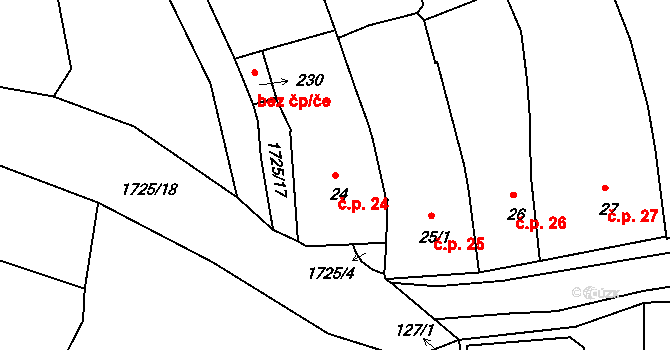 Hořice na Šumavě 24 na parcele st. 24 v KÚ Hořice na Šumavě, Katastrální mapa