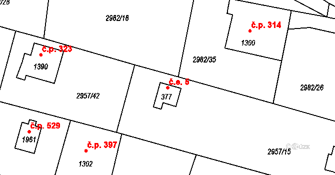 Týnec nad Sázavou 5 na parcele st. 377 v KÚ Týnec nad Sázavou, Katastrální mapa