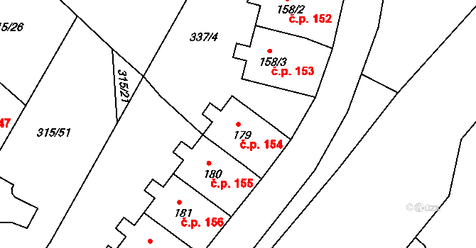 Chotyně 154 na parcele st. 179 v KÚ Chotyně, Katastrální mapa
