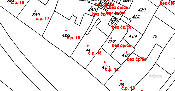Boskovice 15 na parcele st. 44 v KÚ Boskovice, Katastrální mapa