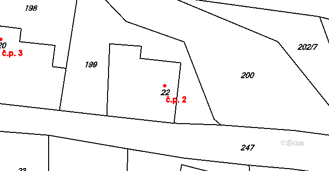 Javorníček 2, Libecina na parcele st. 22 v KÚ Javorníček, Katastrální mapa