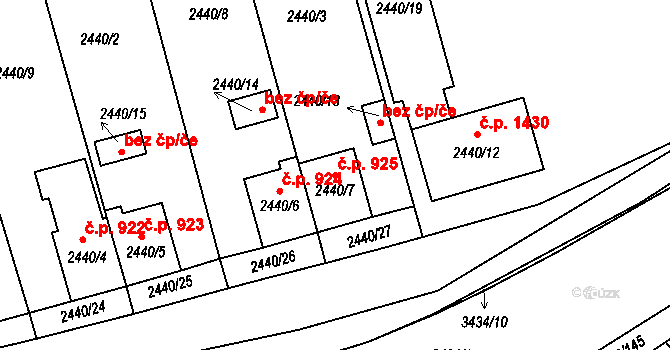 Pelhřimov 925 na parcele st. 2440/7 v KÚ Pelhřimov, Katastrální mapa