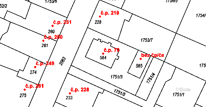 Staňkov I 79, Staňkov na parcele st. 584 v KÚ Staňkov-město, Katastrální mapa