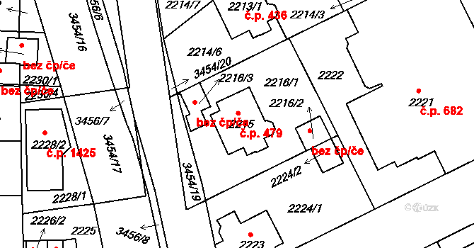Michle 479, Praha na parcele st. 2215 v KÚ Michle, Katastrální mapa