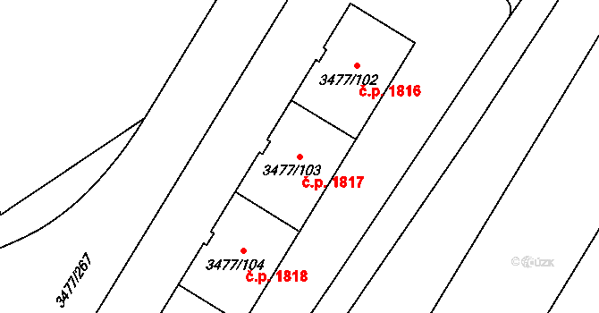 Břevnov 1817, Praha na parcele st. 3477/103 v KÚ Břevnov, Katastrální mapa