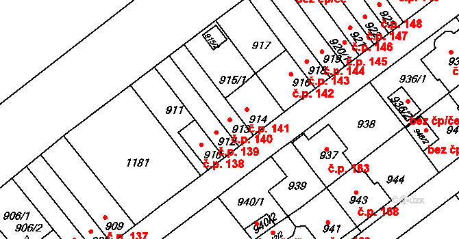 Prosek 140, Praha na parcele st. 913 v KÚ Prosek, Katastrální mapa