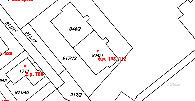 Rožmitál pod Třemšínem 112 na parcele st. 944/1 v KÚ Rožmitál pod Třemšínem, Katastrální mapa