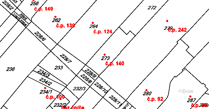 Královopolské Vážany 140, Rousínov na parcele st. 273 v KÚ Královopolské Vážany, Katastrální mapa