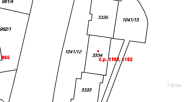 Bolevec 1192,1193, Plzeň na parcele st. 3335 v KÚ Bolevec, Katastrální mapa