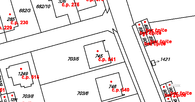 Parník 541, Česká Třebová na parcele st. 745 v KÚ Parník, Katastrální mapa