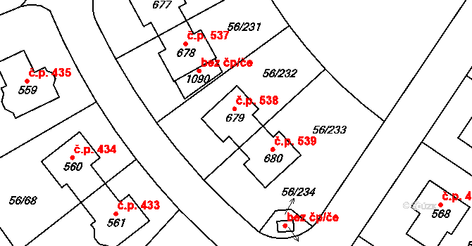 Hovorčovice 538 na parcele st. 679 v KÚ Hovorčovice, Katastrální mapa