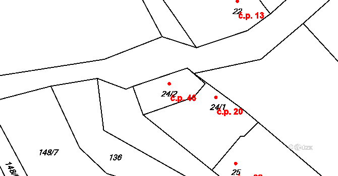 Vacenovice 46, Jaroměřice nad Rokytnou na parcele st. 24/2 v KÚ Vacenovice, Katastrální mapa