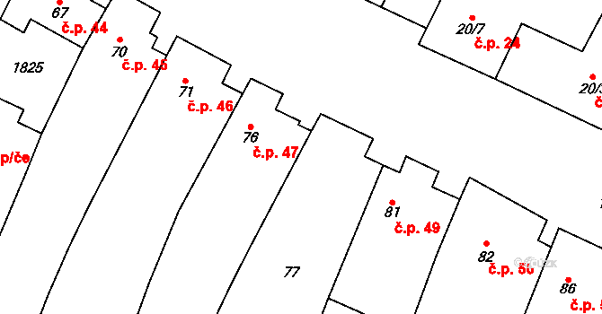 Bohutice 48 na parcele st. 77 v KÚ Bohutice, Katastrální mapa