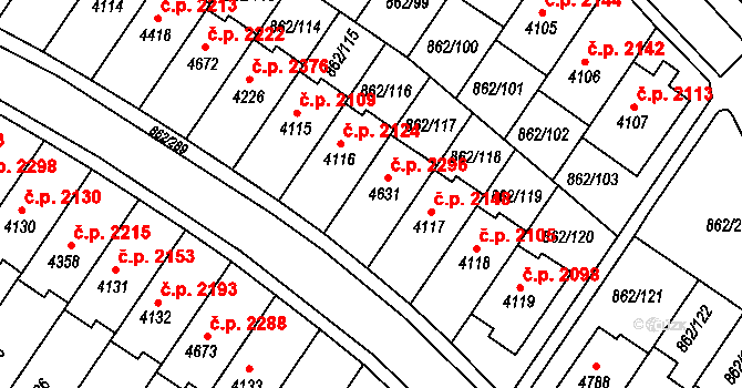 Blansko 2296 na parcele st. 4631 v KÚ Blansko, Katastrální mapa