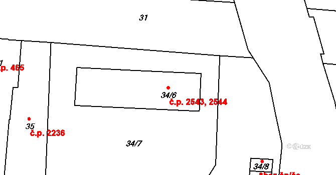 Varnsdorf 2543,2544 na parcele st. 34/6 v KÚ Varnsdorf, Katastrální mapa