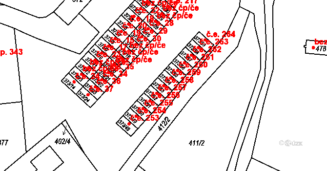 Rousínov 258 na parcele st. 373/53 v KÚ Rousínov u Vyškova, Katastrální mapa