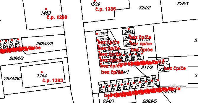 Choceň 39427595 na parcele st. 1742/4 v KÚ Choceň, Katastrální mapa