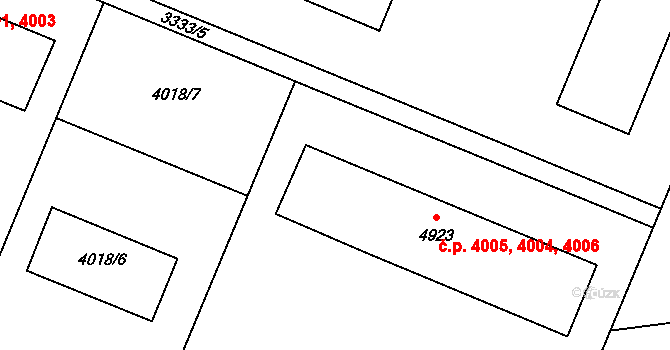 Zlín 4004,4005,4006 na parcele st. 4923 v KÚ Zlín, Katastrální mapa