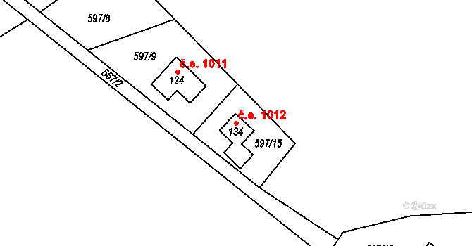 Čavisov 1012 na parcele st. 134 v KÚ Čavisov, Katastrální mapa