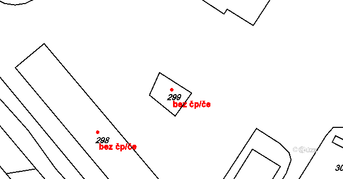 Nové Hrady 43031595 na parcele st. 299 v KÚ Byňov, Katastrální mapa