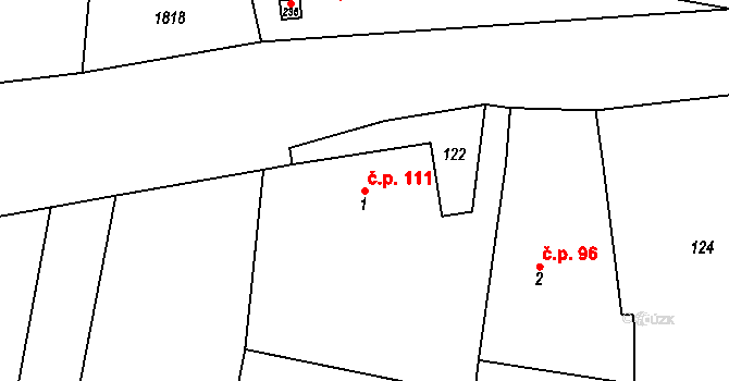 Deštné 111, Jakartovice na parcele st. 1 v KÚ Deštné, Katastrální mapa