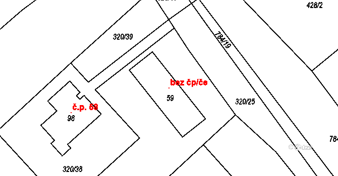 Třešť 44501595 na parcele st. 59 v KÚ Čenkov u Třešti, Katastrální mapa