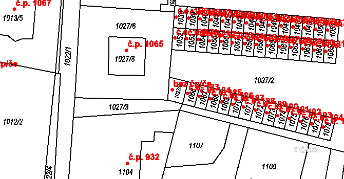 Havířov 44628595 na parcele st. 1027/5 v KÚ Šumbark, Katastrální mapa