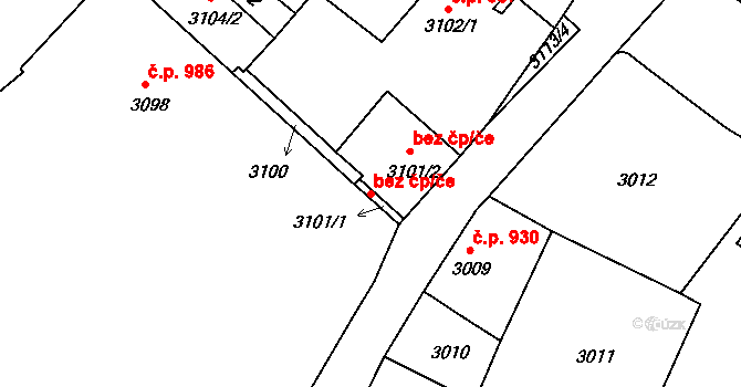 Česká Lípa 45907595 na parcele st. 3101/1 v KÚ Česká Lípa, Katastrální mapa