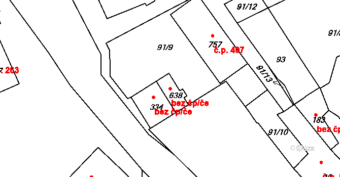 Vyšší Brod 47834595 na parcele st. 638 v KÚ Vyšší Brod, Katastrální mapa