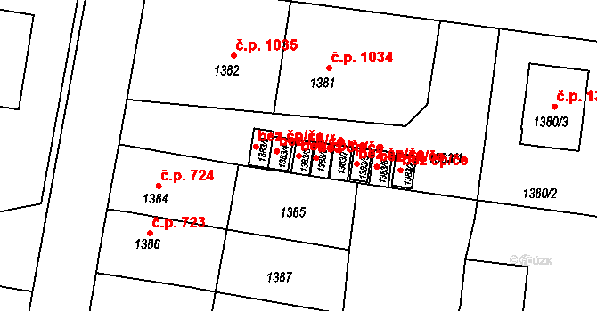 Moravská Třebová 48748595 na parcele st. 1383/3 v KÚ Moravská Třebová, Katastrální mapa