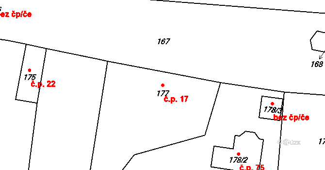 Vysoké Březno 17, Malé Březno na parcele st. 177 v KÚ Malé Březno, Katastrální mapa