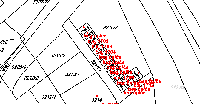 Chomutov 1705 na parcele st. 3215/8 v KÚ Chomutov I, Katastrální mapa