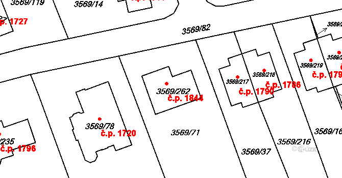 Šlapanice 1844 na parcele st. 3569/262 v KÚ Šlapanice u Brna, Katastrální mapa