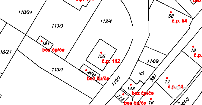 Vejvanovice 112 na parcele st. 155 v KÚ Vejvanovice, Katastrální mapa
