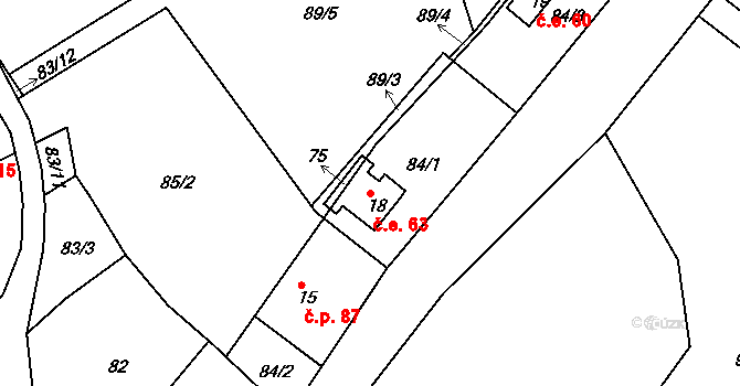 Rudov 63, Míčov-Sušice na parcele st. 18 v KÚ Rudov, Katastrální mapa