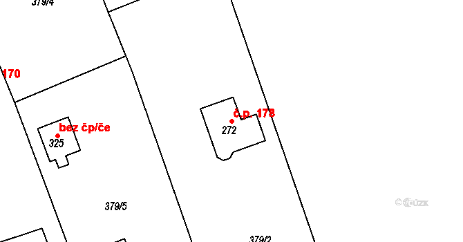 Zdechovice 178 na parcele st. 272 v KÚ Zdechovice, Katastrální mapa