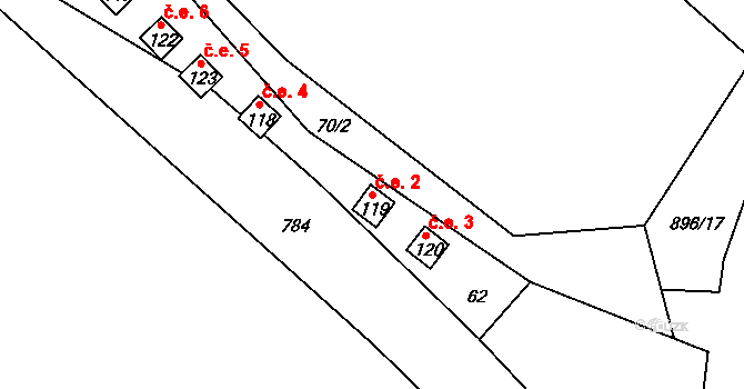 Řepová 2, Mohelnice na parcele st. 119 v KÚ Řepová, Katastrální mapa