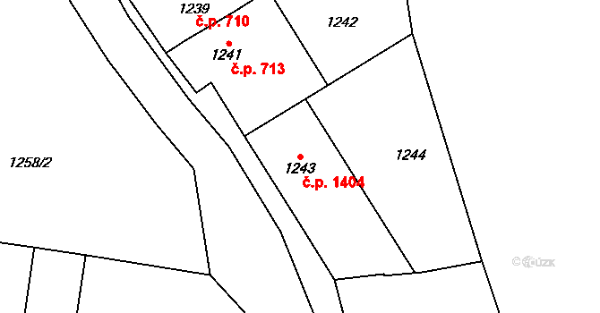 Poštorná 1404, Břeclav na parcele st. 1243 v KÚ Poštorná, Katastrální mapa
