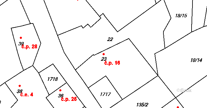 Želeč 16, Měcholupy na parcele st. 23 v KÚ Želeč u Žatce, Katastrální mapa
