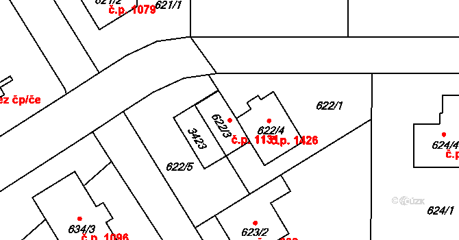 Rychnov nad Kněžnou 1131 na parcele st. 622/3 v KÚ Rychnov nad Kněžnou, Katastrální mapa