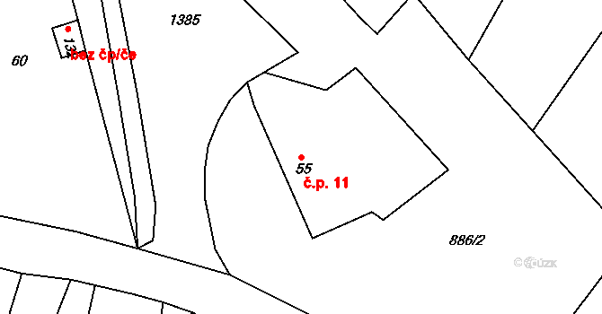 Litíč 11 na parcele st. 55 v KÚ Litíč, Katastrální mapa