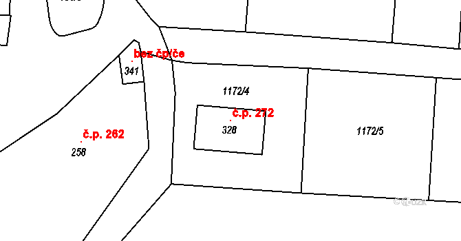 Líšťany 272 na parcele st. 328 v KÚ Líšťany u Cítolib, Katastrální mapa