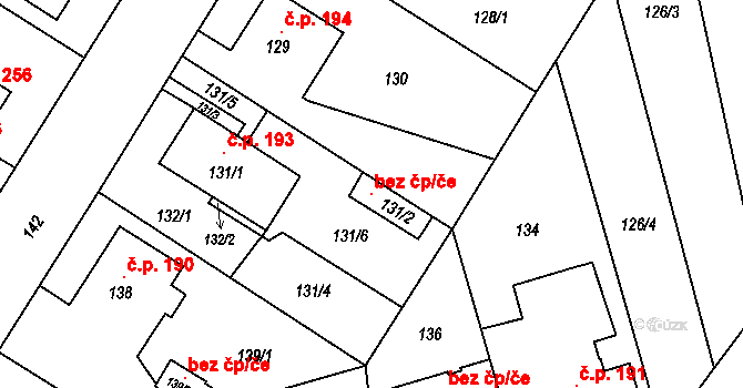 Chlebičov 102458596 na parcele st. 131/2 v KÚ Chlebičov, Katastrální mapa